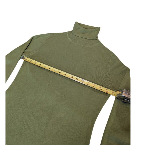 Ann Taylor 100% Silk Ribbed Turtleneck Sweater Women’s Size S – Olive Green - Picture 7 of 9
